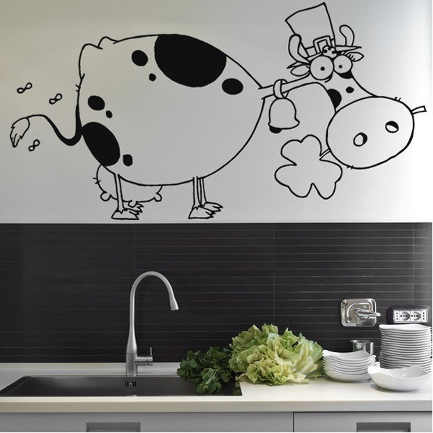 Adhesivo magnético para cubierta de puerta de lavavajillas de vaca para  decoración del hogar y cocina, panel de vinilo, calcomanía de vaca come