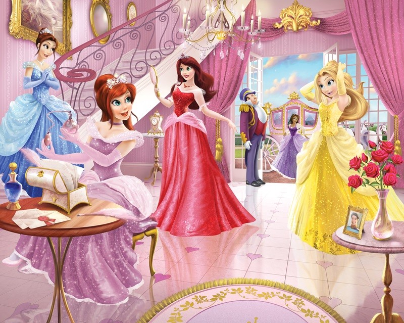 Cenefa adhesiva infantil Princesas Disney bailando